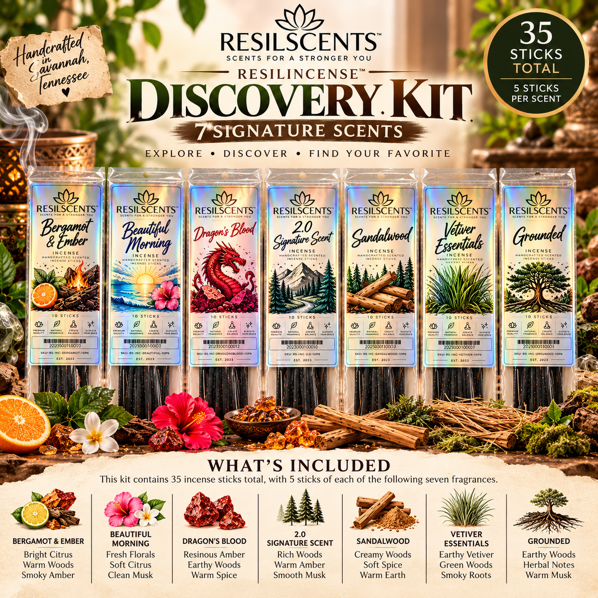 ResilIncense™ Discovery Kit – 7 Signature Scents